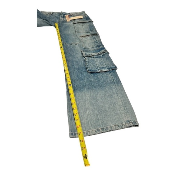 NWT Alice + Olivia Wide Leg Cargo Jeans Light Wash Women's 29 - Picture 8 of 16